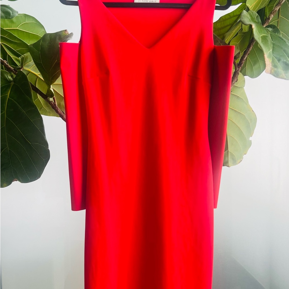 Chiara Boni Red V-Neck Sheath Dress